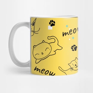 Doodle Cats Pattern Mug